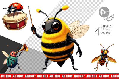 Insect Music Parade Clipart Sublimation artnoy 
