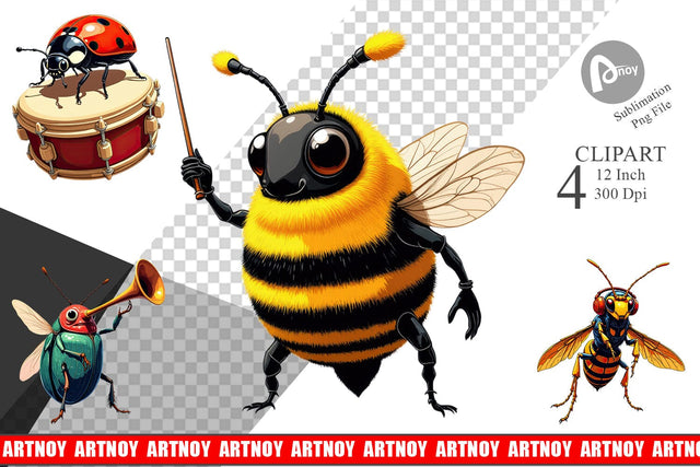 Insect Music Parade Clipart Sublimation artnoy 