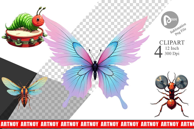 Insect Music Parade Clipart Sublimation artnoy 