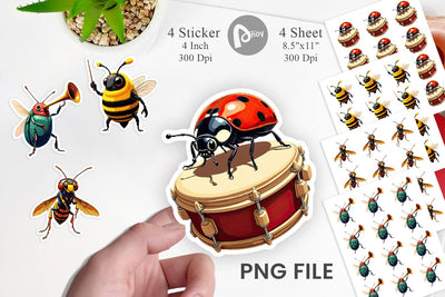 Insect Music Parade Sticker Sublimation artnoy 