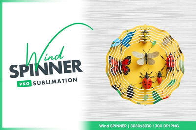 Insects on wind spinner round decorative design Sublimation Regulrcrative 