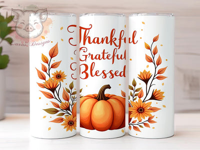 Inspirational 20 oz Skinny Tumbler Sublimation Design, Straight & Tapered Tumbler Png, Thankful Grateful Blessed Tumbler Png, Digital Download PNG Sublimation Lara' s Designs 