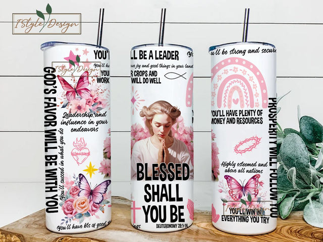 Inspirational Bible Verses 20 oz Skinny Straight Tumbler Wrap Christian Design Instant Digital Download Motivational Faith Jesus Tumbler Sublimation iStyleDesign 
