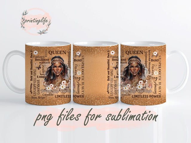 Inspirational Black Woman Mug Wrap Design, Instant Digital Design Download Mug Wrap Design, Mug Design PNG Sublimation PrintingLife 