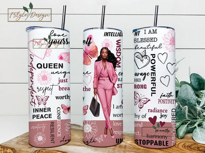 Inspirational Black Woman tumbler wrap, Affirmations tumbler png, African American tumbler wrap, 20oz skinny tumbler Sublimation iStyleDesign 