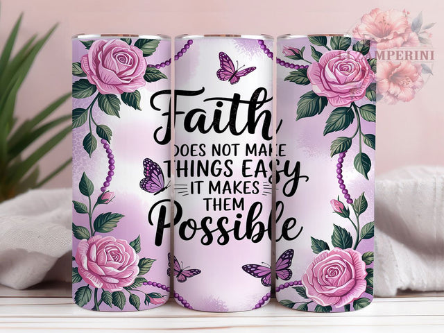 Inspirational Christian Faith Tumbler, Inspirational Tumbler Wrap, Bible Verse Tumbler, Faith Does Not Make Easy Design, Religious Sublimation PNG, 20Oz Tumbler Design Sublimation Li Zamperini 