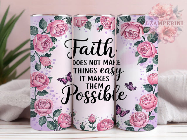 Inspirational Christian Faith Tumbler, Inspirational Tumbler Wrap, Bible Verse Tumbler, Faith Does Not Make Easy Design, Religious Sublimation PNG, 20Oz Tumbler Design Sublimation Li Zamperini 