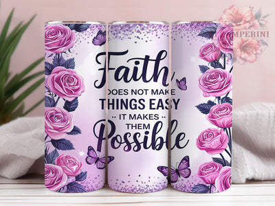 Inspirational Christian Faith Tumbler, Inspirational Tumbler Wrap, Bible Verse Tumbler, Faith Does Not Make Easy Design, Religious Sublimation PNG, 20Oz Tumbler Design Sublimation Li Zamperini 