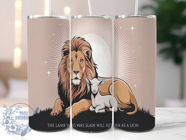 Inspirational Christian Lion Tumbler, Christian Tumbler, Faith Based Cup, Bible Verse Design, Sublimation Wrap, Religious Gift, Lion of Judah, Inspirational Drinkware Sublimation ToriDesigns 