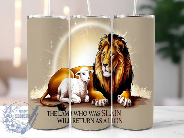 Inspirational Christian Lion Tumbler, Christian Tumbler, Faith Based Cup, Bible Verse Design, Sublimation Wrap, Religious Gift, Lion of Judah, Inspirational Drinkware Sublimation ToriDesigns 