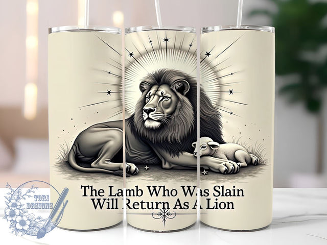 Inspirational Christian Lion Tumbler, Christian Tumbler, Faith Based Cup, Bible Verse Design, Sublimation Wrap, Religious Gift, Lion of Judah, Inspirational Drinkware Sublimation ToriDesigns 