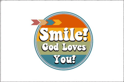 Inspirational Christian Quote Sublimation, Smile God Loves You PNG, Digital Download, Religious Vinyl Decal, Sublimation Iron On Transfer Design Sublimation Jagonath Roy 