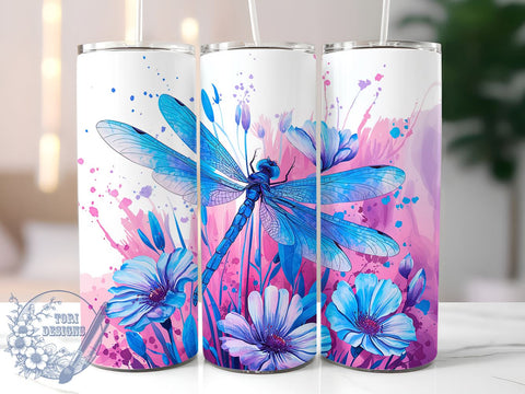 Inspirational Dragonfly 20oz Skinny Tumbler, Affirmation Tumbler Png, Straight & Tapered Tumbler Wrap, Instant Digital Download Sublimation ToriDesigns 