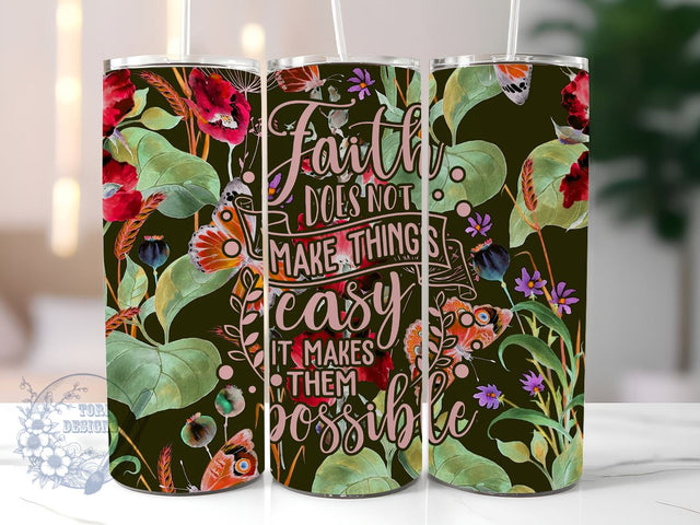 Inspirational Faith 20oz Skinny Tumbler, Christian Tumbler Png, Straight & Tapered Tumbler Wrap, Instant Digital Download Sublimation ToriDesigns 
