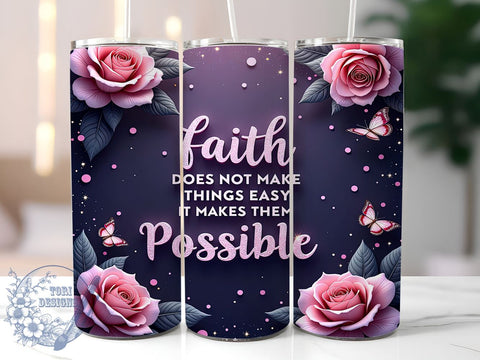 Inspirational Faith Bible Tumbler, Faith Tumbler, Christian Quote Cup, Inspirational Design, Bible Verse Drinkware, Sublimation Wrap, Encouraging Gift, Religious Motivational Tumbler Sublimation ToriDesigns 