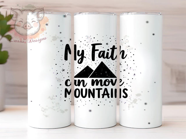 Inspirational Faith Mountains 20oz Tumbler, Inspirational Quote Tumbler, 20oz Tumbler, Christian Gift, Motivational Drinkware, Mountains Design, Sublimation Tumbler Sublimation Lara' s Designs 
