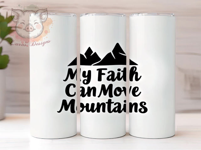 Inspirational Faith Mountains 20oz Tumbler, Inspirational Quote Tumbler, 20oz Tumbler, Christian Gift, Motivational Drinkware, Mountains Design, Sublimation Tumbler Sublimation Lara' s Designs 