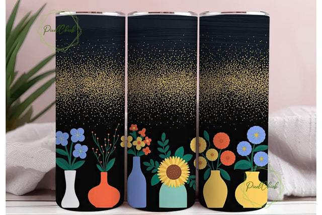 Inspirational Floral Glitter Tumbler Sublimation PixelChick 