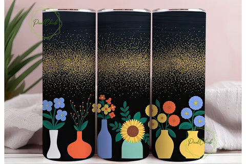 Inspirational Floral Glitter Tumbler Sublimation PixelChick 