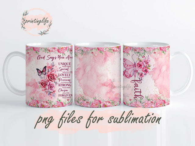 Inspirational Gifts for Women Gods Say You Are Motivational Christian Mug Wrap, novelty mug, inspirational design mug, Christian design mug, motivational design mug Sublimation PrintingLife 