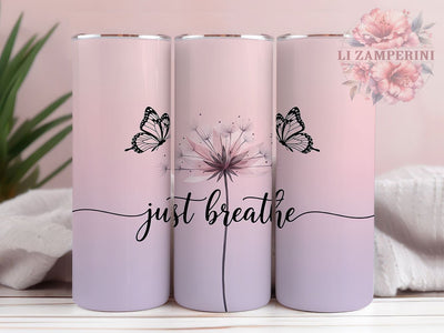 Inspirational Just Breathe Tumbler, Inspirational Tumbler, Motivational 20oz Wrap, Sublimation Design, Stylish Gift Idea, Positive Quote Wrap, Mindful Tumbler Sublimation Li Zamperini 