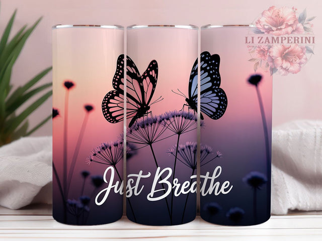 Inspirational Just Breathe Tumbler, Inspirational Tumbler, Motivational 20oz Wrap, Sublimation Design, Stylish Gift Idea, Positive Quote Wrap, Mindful Tumbler Sublimation Li Zamperini 