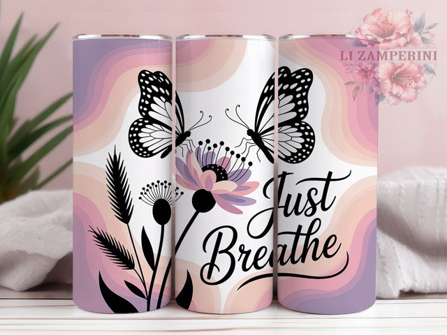Inspirational Just Breathe Tumbler, Inspirational Tumbler, Motivational 20oz Wrap, Sublimation Design, Stylish Gift Idea, Positive Quote Wrap, Mindful Tumbler Sublimation Li Zamperini 