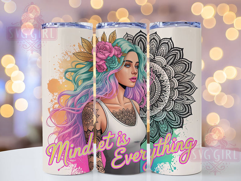 Inspirational Mermaid Ocean Tattoo Tumbler, Inspirational Ocean Wrap, Nautical Quote Drinkware, 20Oz Sublimation Wrap, Beach Lover Gift Idea, Fantasy Sea Art Cup, Coastal Boho Design Sublimation SvggirlplusArt 