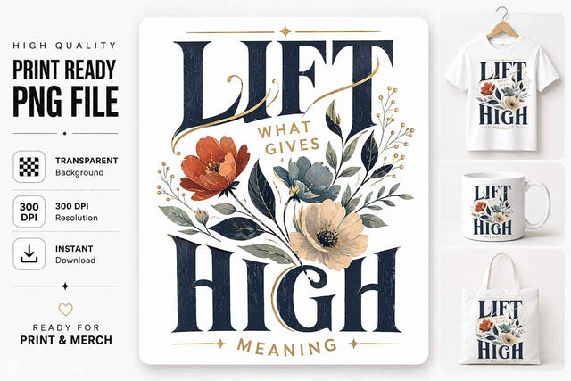 Inspirational Quote PNG Lift What Gives Meaning Floral Sublimation SVG BillahCrafts 