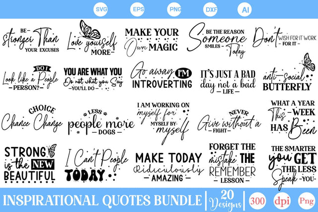 Inspirational Quotes Bundle, Motivational Quotes SVG, SVGs,Quotes and Sayings,Food & Drink,On Sale, Print & Cut SVG DesignPlante 503 