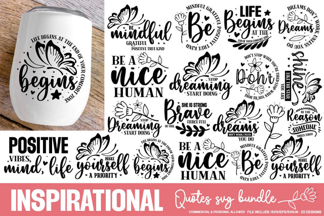 Inspirational Quotes Svg Bundle,SVGs,Quotes and Sayings,Food & Drink,On Sale, Print & Cut SVG designmaster24 