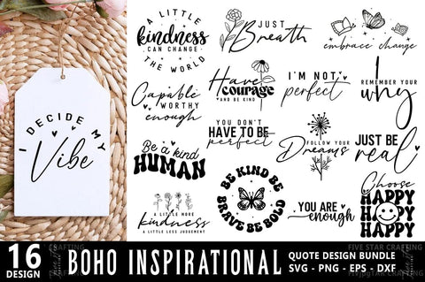Inspirational Quotes SVG PNG Bundle, Inspirational Quote T-shirt Design SVG FiveStarCrafting 