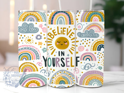 Inspirational Rainbow 20oz Skinny Tumbler, Positive Affirmations Tumbler Png, Straight & Tapered Tumbler Wrap, Instant Digital Download Sublimation ToriDesigns 