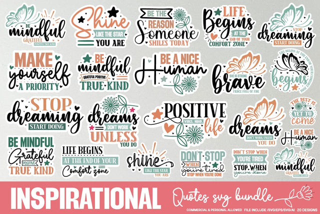 Inspirational Sticker Quotes Svg Bundle/SVGs,Quotes and Sayings,Food & Drink,On Sale, Print & Cut SVG designmaster24 