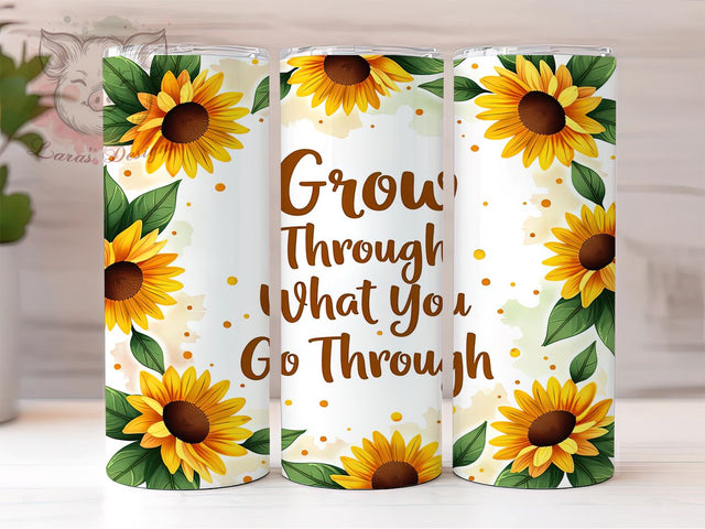 Inspirational Sunflower Growth Tumbler, Sunflower Tumbler, Inspirational Quote, 20oz Wrap, Growth Theme, Motivational Drinkware, Floral Sublimation, Positive Affirmation Gift Sublimation Lara' s Designs 