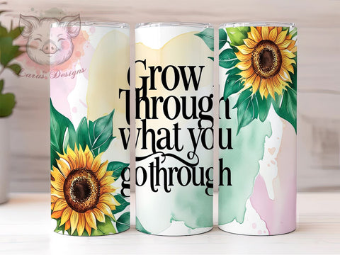 Inspirational Sunflower Growth Tumbler, Sunflower Tumbler, Inspirational Quote, 20oz Wrap, Growth Theme, Motivational Drinkware, Floral Sublimation, Positive Affirmation Gift Sublimation Lara' s Designs 