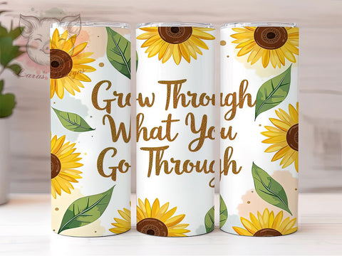 Inspirational Sunflower Growth Tumbler, Sunflower Tumbler, Inspirational Quote, 20oz Wrap, Growth Theme, Motivational Drinkware, Floral Sublimation, Positive Affirmation Gift Sublimation Lara' s Designs 
