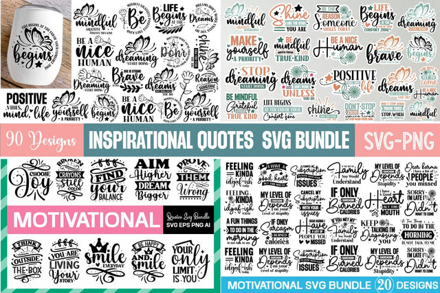 Inspirational SVG Bundle,90 Designs, Motivational Quotes SVG,SVGs,Quotes and Sayings,Food & Drink,On Sale, Print & Cut SVG designmaster24 