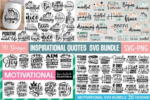 Inspirational SVG Bundle,90 Designs, Motivational Quotes SVG,SVGs,Quotes and Sayings,Food & Drink,On Sale, Print & Cut SVG designmaster24 