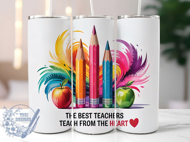 Inspirational Teacher Tumbler Wrap, Inspirational Teacher Gift, Teach From The Heart, 20oz Tumbler Design, Teacher Appreciation Gift, Back To School Tumbler, Sublimation Wrap For Teachers Sublimation ToriDesigns 
