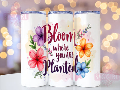 Inspirational Tumbler, Affirmation Design, Flower PNG, 20oz Tumbler, Motivational Gift, Sublimation Design, Floral Decor, Positive Vibes Tumbler Sublimation SvggirlplusArt 