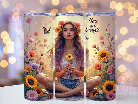 Inspirational Tumbler, Positive Quote, Sunflower Design, 20oz PNG, Motivational Drinkware, Sublimation Art, Digital Download Sublimation SvggirlplusArt 