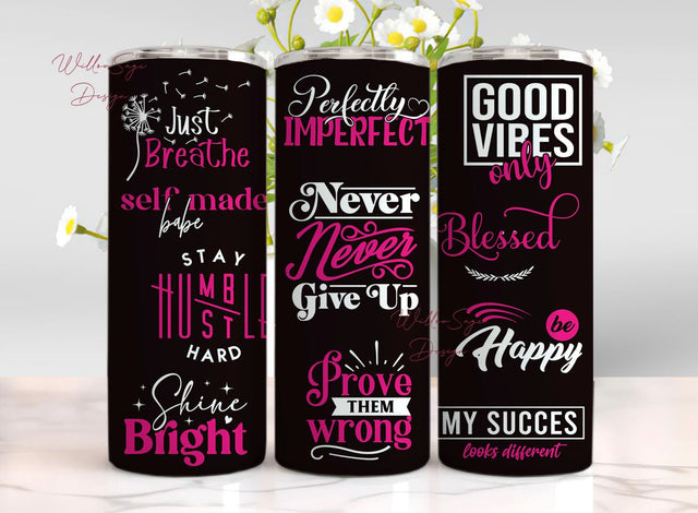 Inspirational Tumbler Wrap, Motivational PNG Seamless Sublimation Tumbler, Skinny Tumbler 20oz, Digital Download Sublimation WillowSageDesign 