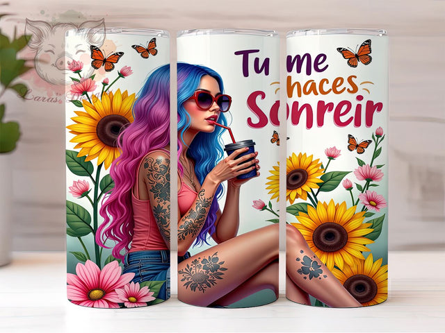 Inspirational Tumblers, Sunflower Girl, Sarcastic Affirmations, 20oz Tumbler Wrap, PNG Download, Cute Drinkware, Digital Sublimation Sublimation Lara' s Designs 