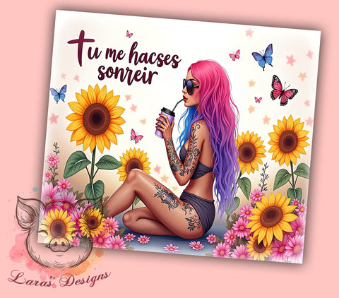 Inspirational Tumblers, Sunflower Girl, Sarcastic Affirmations, 20oz Tumbler Wrap, PNG Download, Cute Drinkware, Digital Sublimation Sublimation Lara' s Designs 