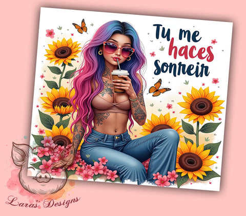 Inspirational Tumblers, Sunflower Girl, Sarcastic Affirmations, 20oz Tumbler Wrap, PNG Download, Cute Drinkware, Digital Sublimation Sublimation Lara' s Designs 