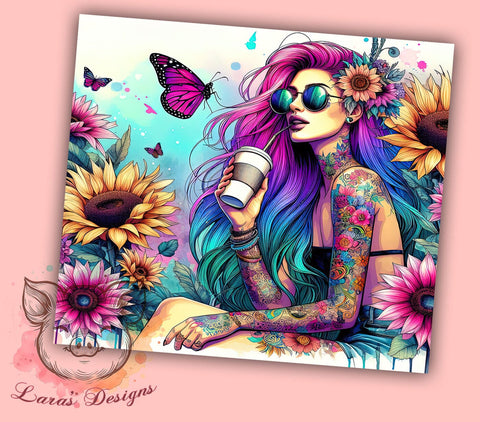Inspirational Tumblers, Sunflower Girl, Sarcastic Affirmations, 20oz Tumbler Wrap, PNG Download, Cute Drinkware, Digital Sublimation Sublimation Lara' s Designs 