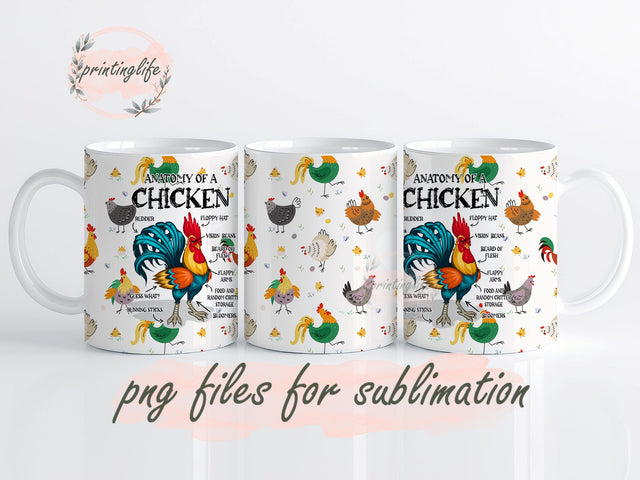 Inspire Chicken Anatomy Mug Wrap Design, Instant Digital Design Download Mug Wrap Design, Mug Design PNG Sublimation PrintingLife 