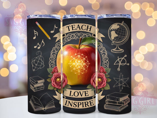 Inspired Teacher Spirit Quote Tumbler Wrap, Education Quote Design, Teaching Inspiration Art, Classroom Love Theme, Teacher Spirit Gift, Education Mission Quote, Teaching Heart Present Sublimation SvggirlplusArt 