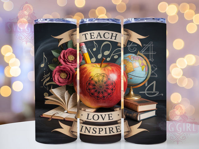 Inspired Teacher Spirit Quote Tumbler Wrap, Education Quote Design, Teaching Inspiration Art, Classroom Love Theme, Teacher Spirit Gift, Education Mission Quote, Teaching Heart Present Sublimation SvggirlplusArt 